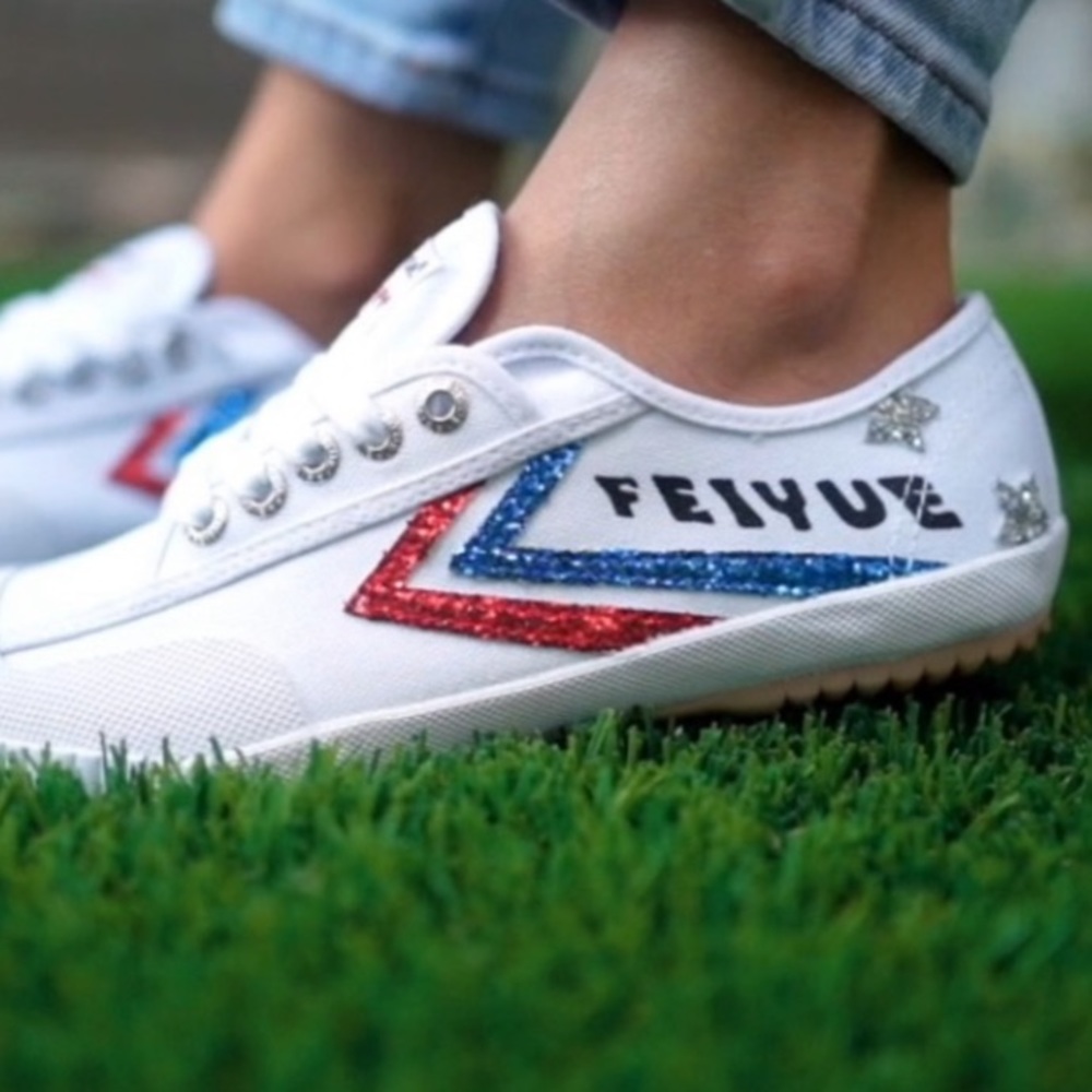 Feiyue Poppy Fe Lo Glitter Classic White Sz9